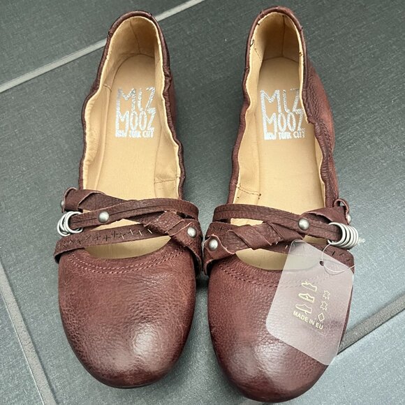 Miz Mooz Joplin cute leather flats, merlot, size 38 NWT - Picture 4 of 5
